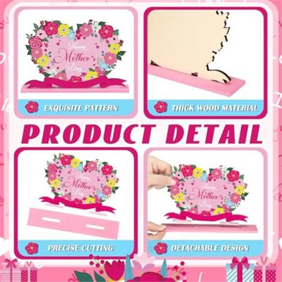 6 Pcs Mother's Day Table Wooden Decorations Happy Mother's Day Tabletop - Picture 4 of 6